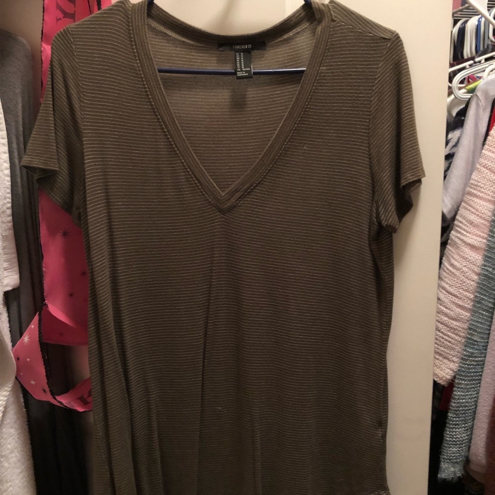 Army green striped vneck!